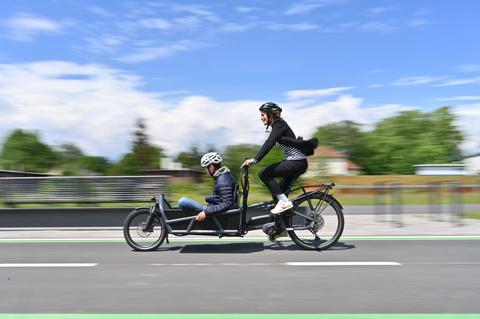 Fahrt mit dem Lastenrad im Westend in Bochum.