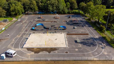 Luftaufnahme der Sportfläche Auf der Heide in Bochum