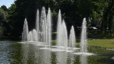 Fontänen im Teich.