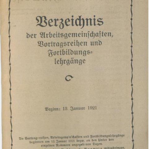 Titelblatt Programm VHS 1921